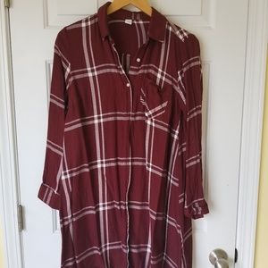 Old Navy Burgundy/White Plaid Dress - Size Medium